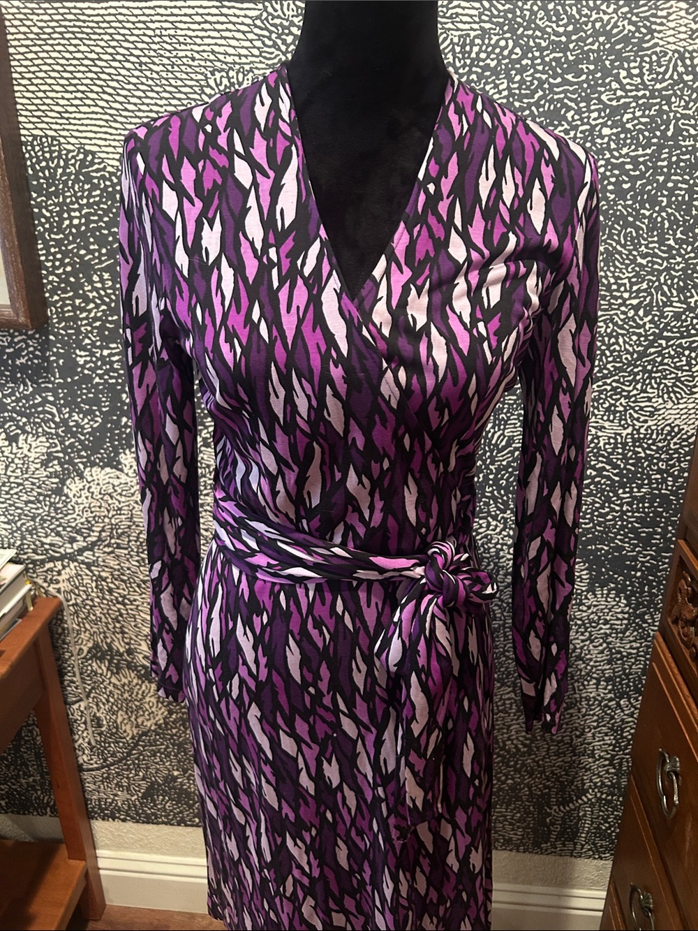 DVF classic purple silk wrap dress